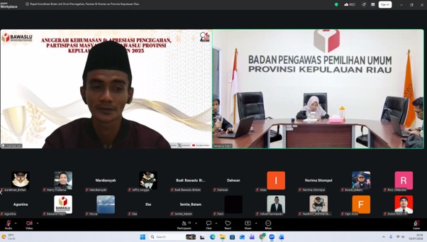 Bawaslu Kabupaten Lingga mengikuti Rapat Koordinasi Divisi Pencegahan, Partisipasi Masyarakat, dan Hubungan Masyarakat (P2H) yang diselenggarakan oleh Bawaslu Provinsi Kepulauan Riau secara daring.