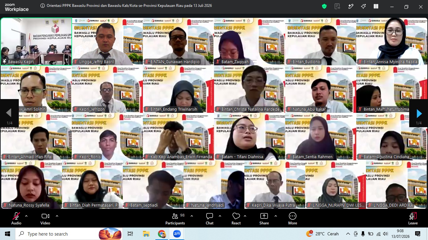 PPPK Bawaslu Lingga Ikuti Orientasi yang Diselenggarakan Bawaslu Provinsi Kepulauan Riau Secara Distance Learning