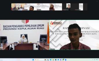 Bawaslu Kabupaten Lingga Sampaikan Perkembangan Pelaksanaan Tugas dalam Rapat Koordinasi Divisi Pencegahan, Parmas, dan Humas se-Provinsi Kepulauan Riau